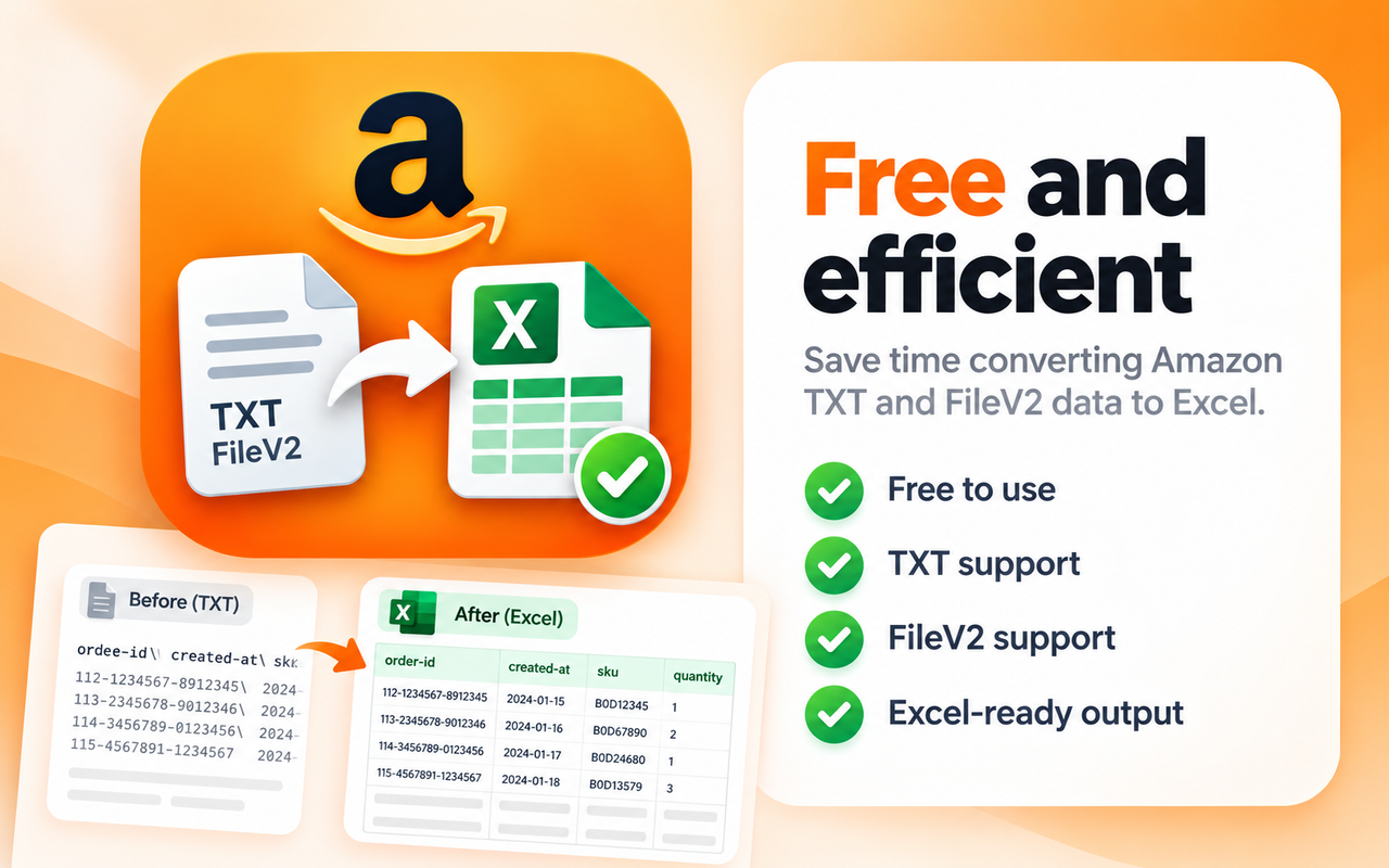 Free TXT and FileV2 conversion to Excel-ready output
